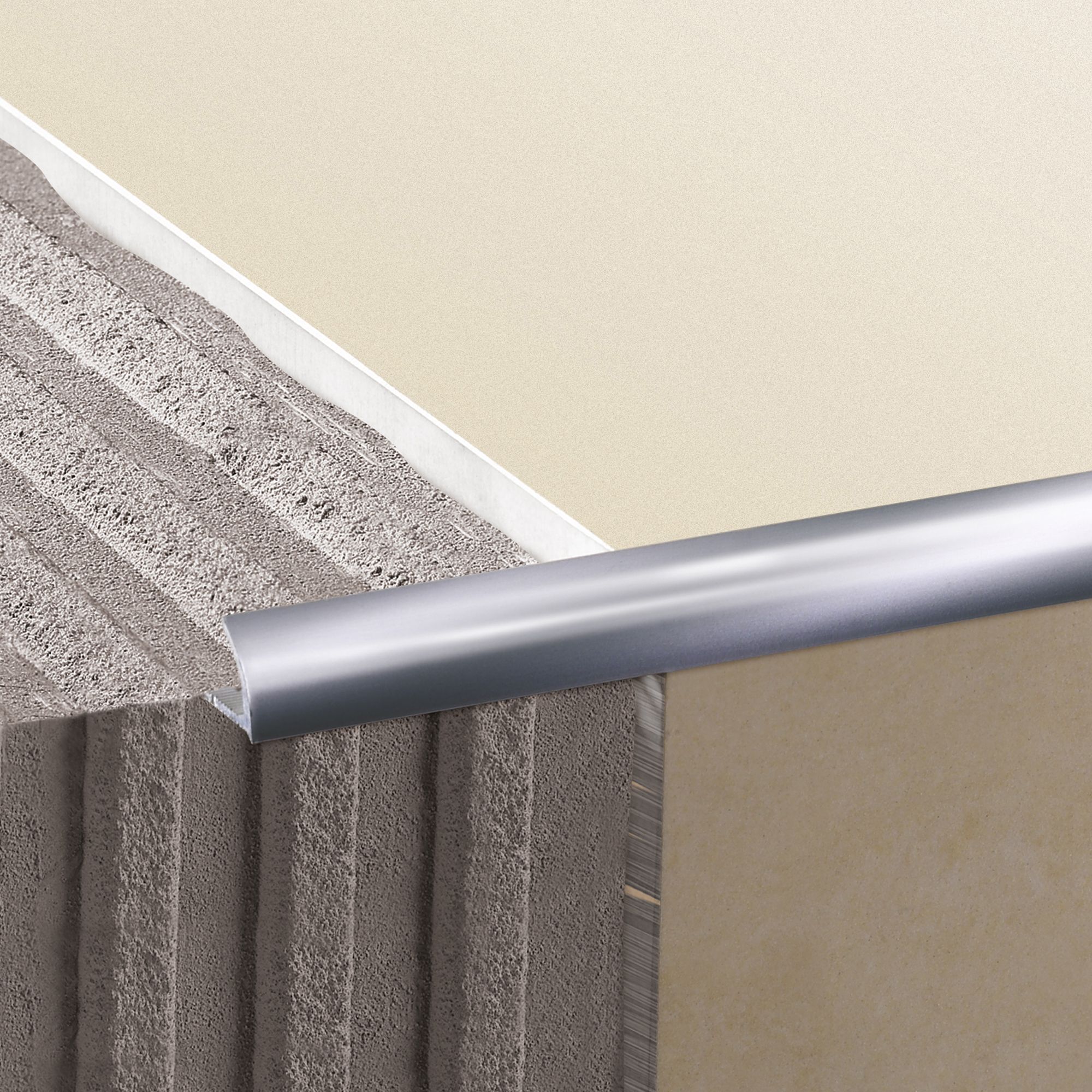 Diall Polished Chrome effect 6mm Round Aluminium External edge tile trim