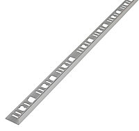 Diall PolishedChrome effect 10mm Straight Aluminium External edge tile trim