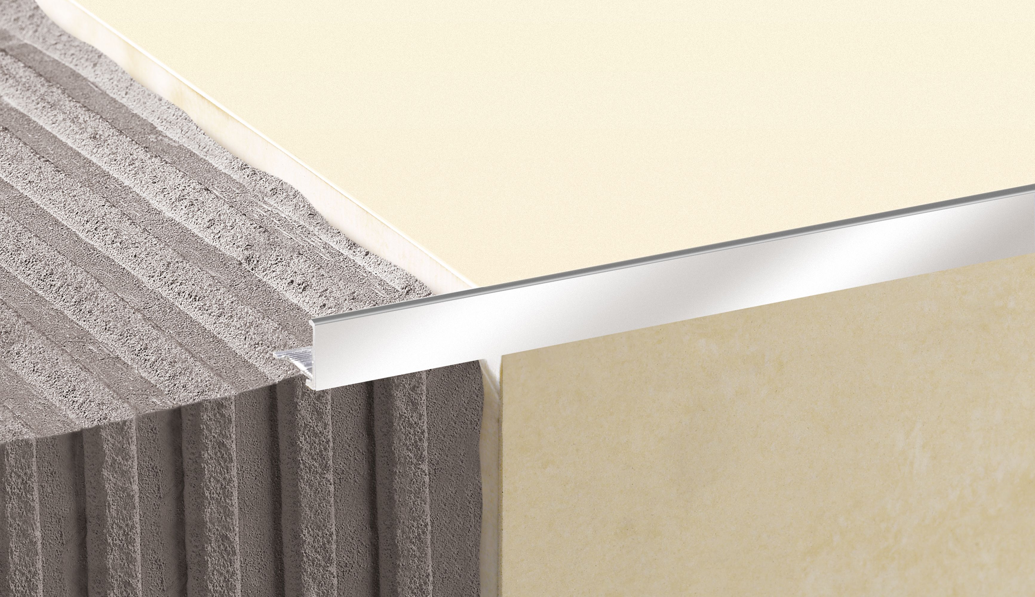 Diall PolishedChrome effect 10mm Straight Aluminium External edge tile trim - 3