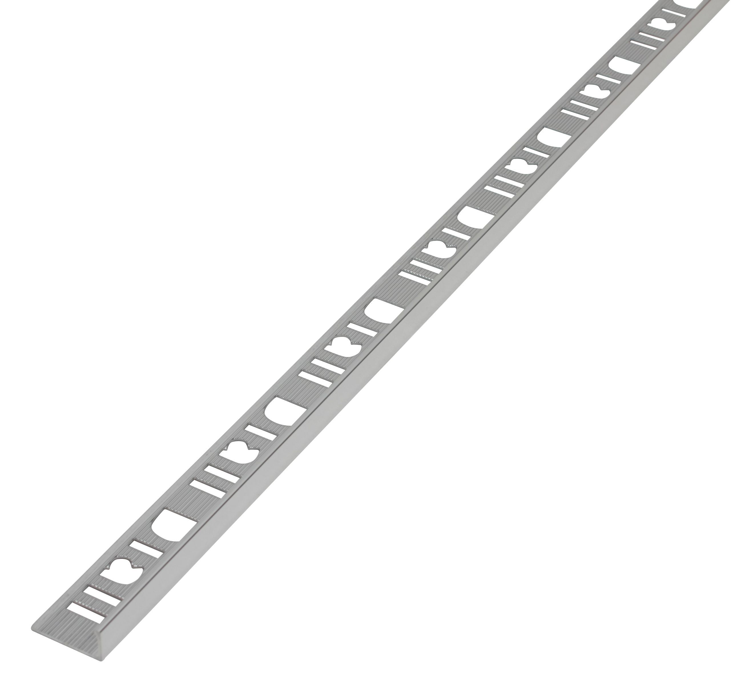 Diall PolishedChrome effect 8mm Straight Aluminium External edge tile trim