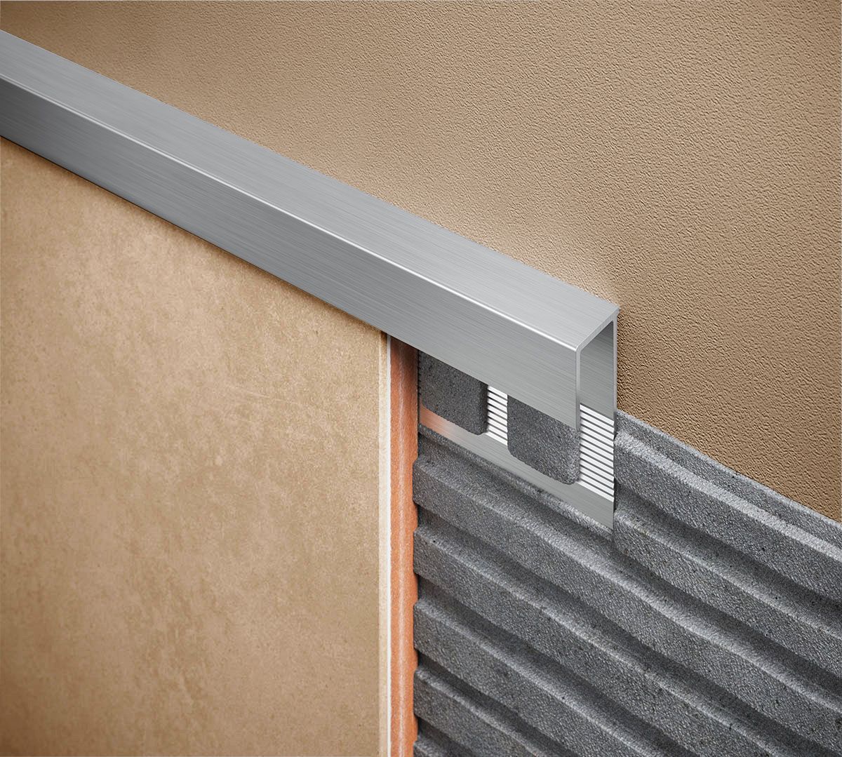 Diall PolishedChrome effect 8mm Straight Aluminium External edge tile trim - 3