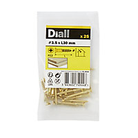 Diall Pozidriv Brass Screw (Dia)3.5mm (L)30mm, Pack of 25