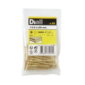 Diall Pozidriv Brass Screw (Dia)3.5mm (L)40mm, Pack of 25