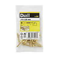 Diall Pozidriv Brass Screw (Dia)4mm (L)25mm, Pack of 25