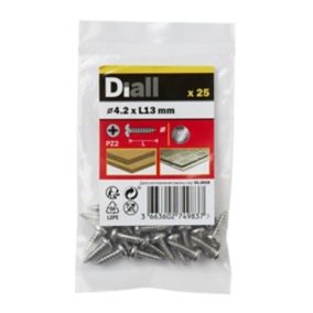 Diall Pozidriv Pan head A2 stainless steel Screw (Dia)4.2mm (L)13mm, Pack of 25