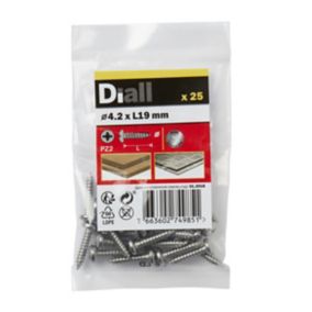 Diall Pozidriv Pan head A2 stainless steel Screw (Dia)4.2mm (L)19mm, Pack of 25