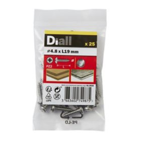 Diall Pozidriv Pan head A2 stainless steel Screw (Dia)4.8mm (L)19mm, Pack of 25