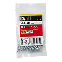 Diall Pozidriv Pan head Zinc-plated Carbon steel Screw (Dia)3.5mm (L)25mm, Pack of 25