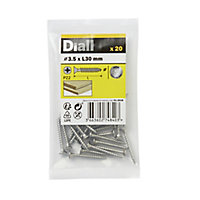 Diall Pozidriv Stainless steel Screw (Dia)3.5mm (L)30mm, Pack of 20