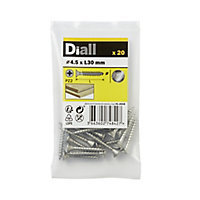 Diall Pozidriv Stainless steel Screw (Dia)4.5mm (L)30mm, Pack of 20