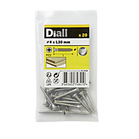 Diall Pozidriv Stainless steel Screw (Dia)4mm (L)30mm, Pack of 20
