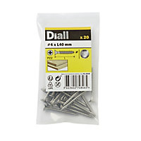 Diall Pozidriv Stainless steel Screw (Dia)4mm (L)40mm, Pack of 20