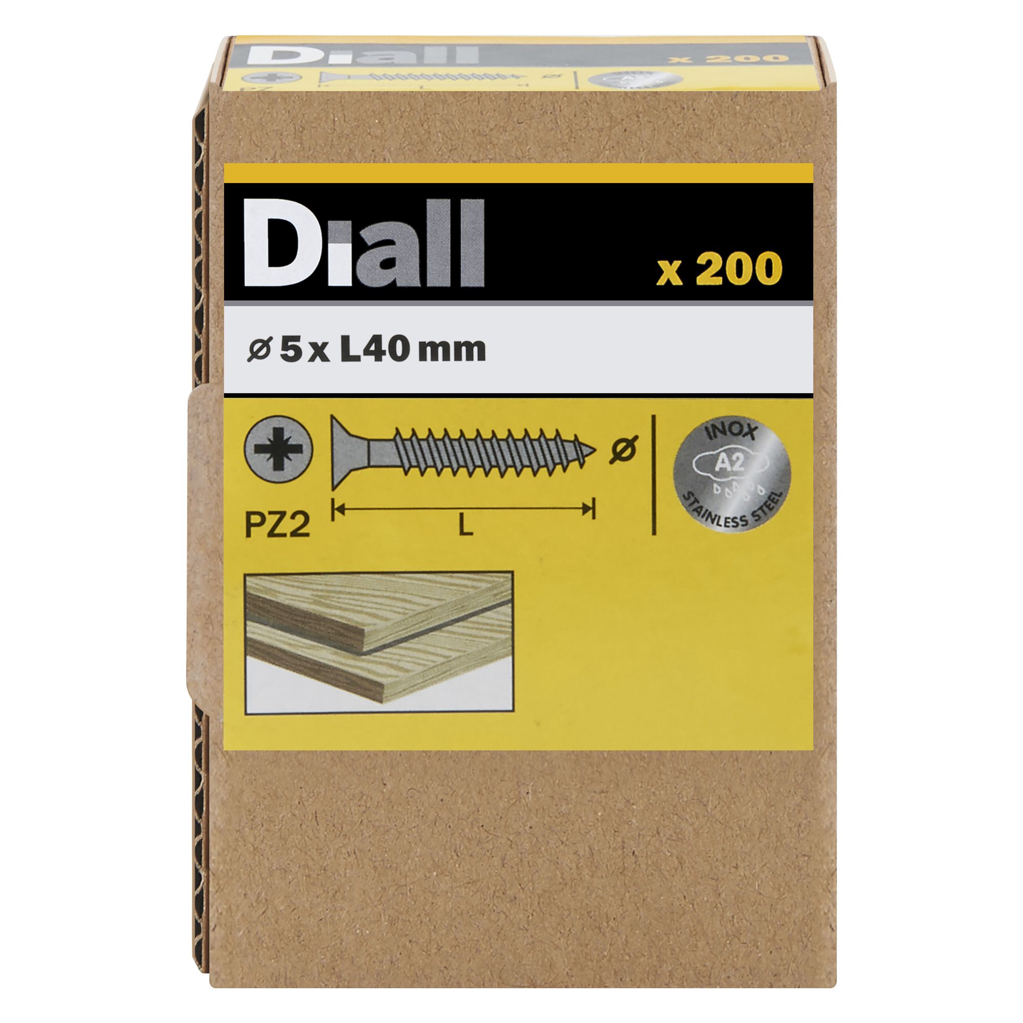 Diall Pozidriv Stainless steel Screw (Dia)5mm (L)40mm, Pack of 200