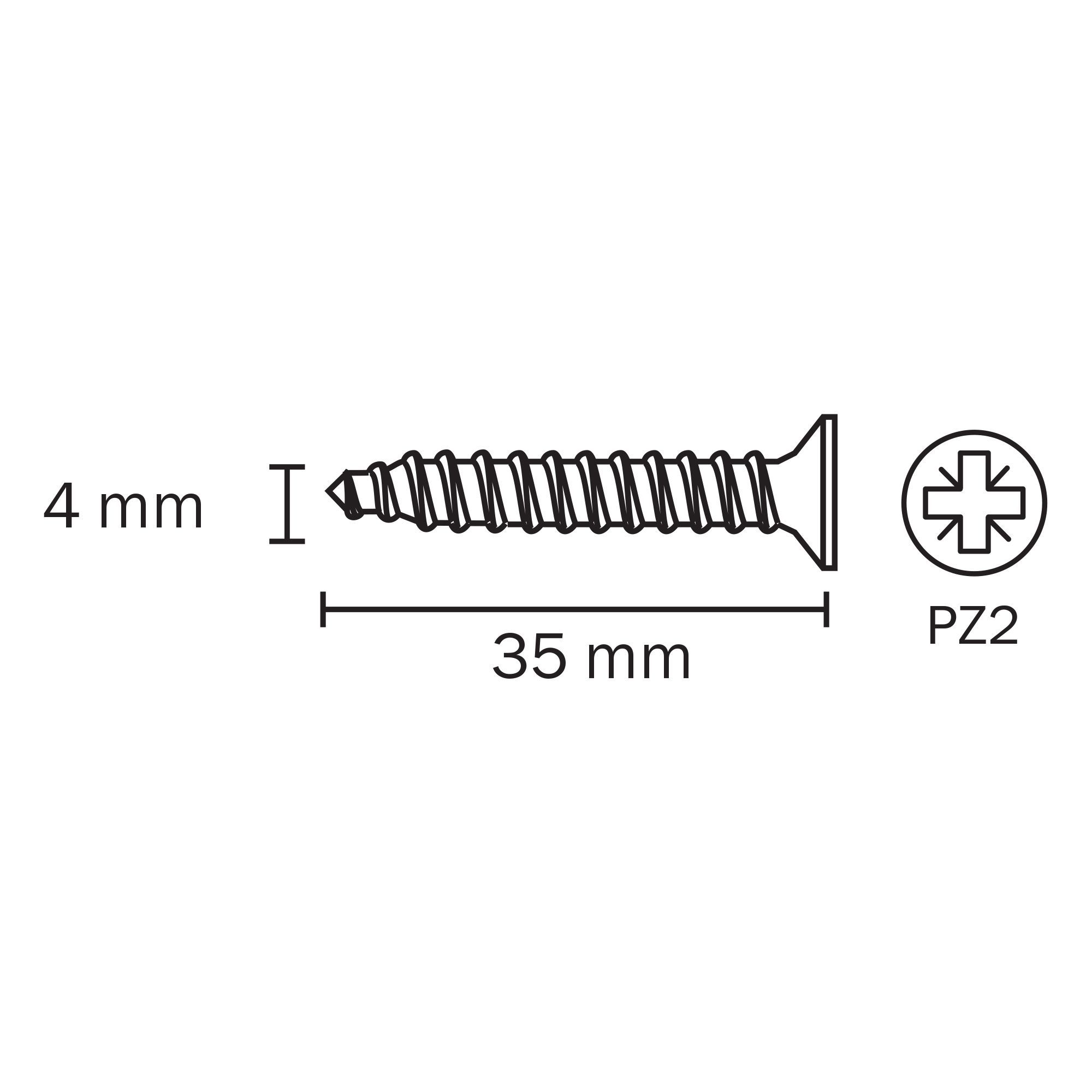 Diall PZ Countersunk Grey Mirror screw (Dia)4mm (L)35mm, Pack of 4