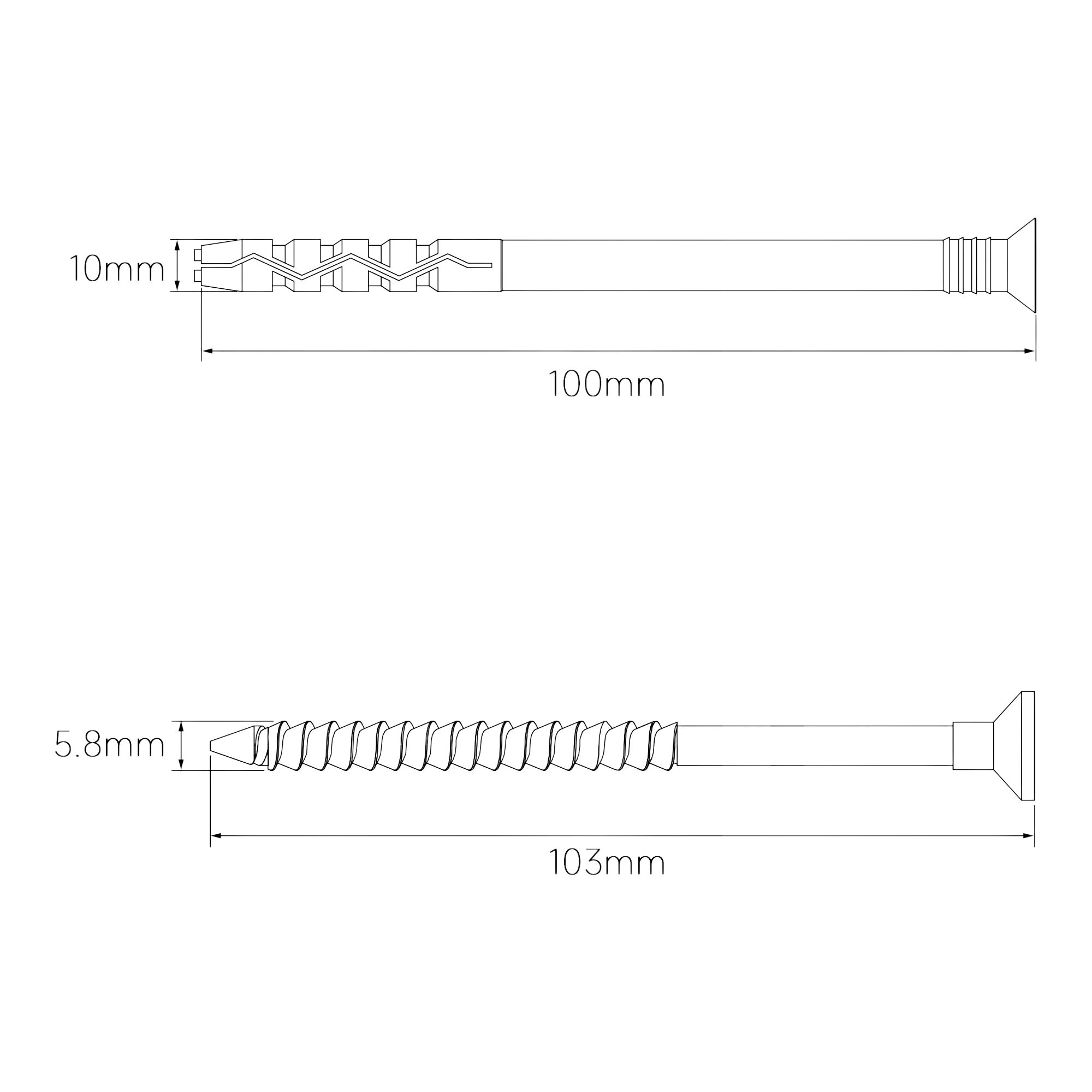 Diall PZ Countersunk Hammer fixing (Dia)10mm (L)100mm, Pack of 10