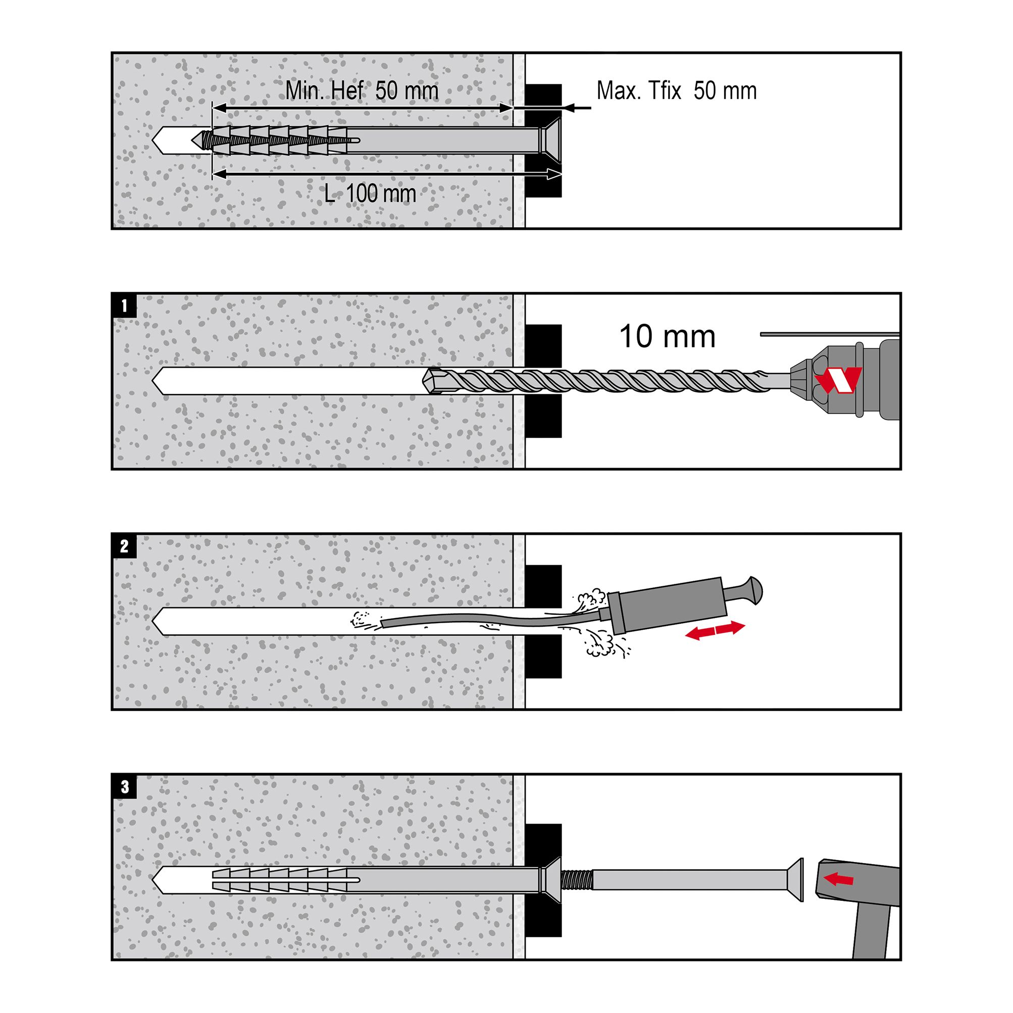 Diall PZ Countersunk Hammer fixing (Dia)10mm (L)100mm, Pack of 10