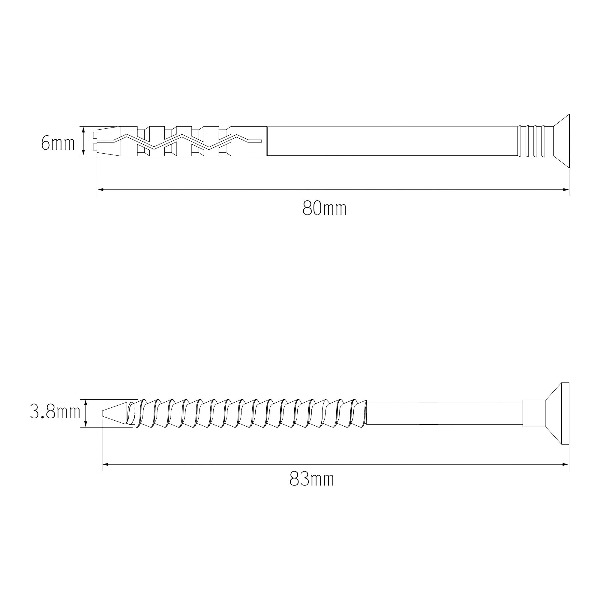 Diall PZ Countersunk Hammer fixing (Dia)6mm (L)80mm, Pack of 20