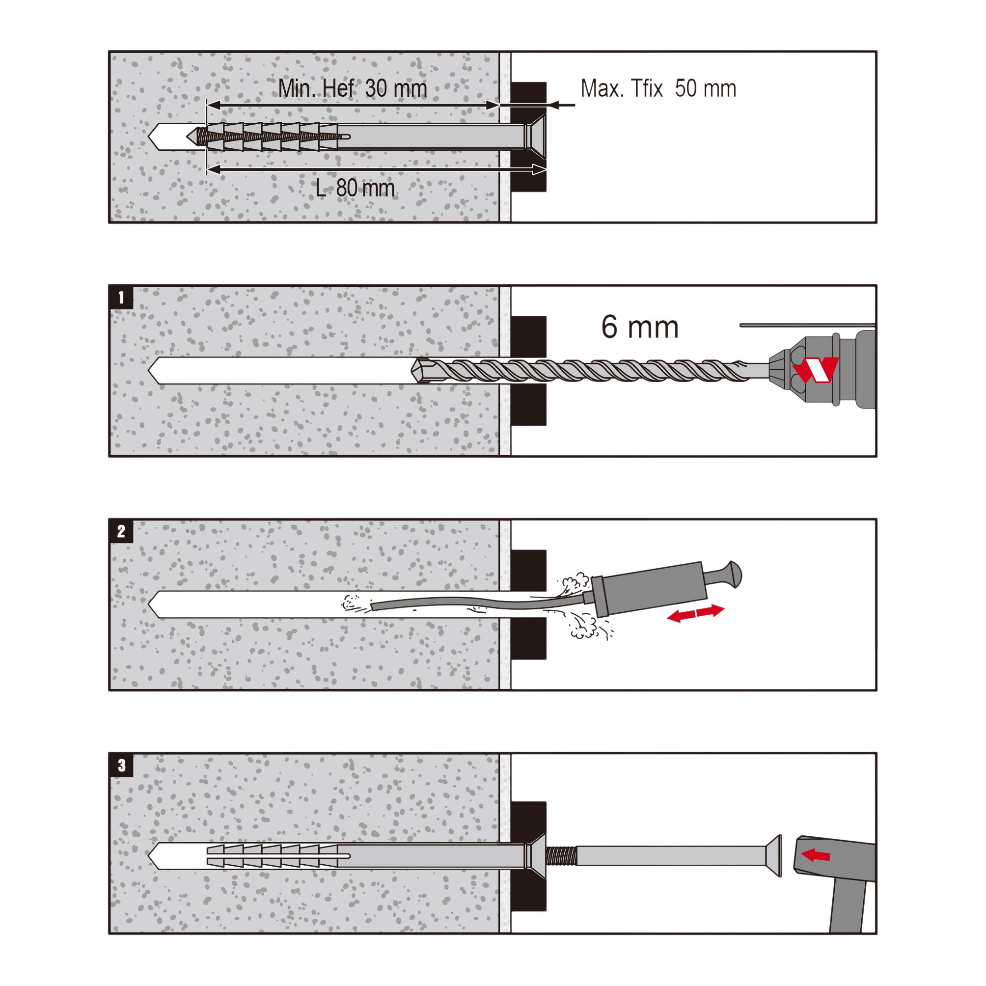 Diall PZ Countersunk Hammer fixing (Dia)6mm (L)80mm, Pack of 20