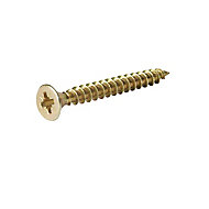 Diall PZ Double-countersunk Yellow-passivated Steel Wood screw (Dia)4mm (L)40mm, Pack of 100
