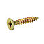 Diall PZ Double-countersunk Yellow-passivated Steel Wood screw (Dia)5mm (L)30mm, Pack of 100