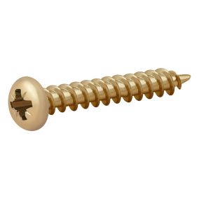 Diall PZ Pan head Yellow-passivated Steel Wood screw (Dia)4mm (L)30mm, Pack of 100