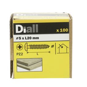 Diall PZ Pan head Yellow-passivated Steel Wood screw (Dia)5mm (L)20mm, Pack of 100