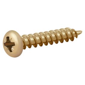 Diall PZ Pan head Yellow-passivated Steel Wood screw (Dia)5mm (L)30mm, Pack of 100