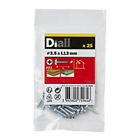 Diall PZ Pan head Zinc-plated Hardened steel Screw (Dia)3.5mm (L)13mm, Pack of 25