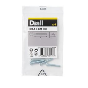 Diall Raised-countersunk Zinc-plated Carbon steel Switch box screw (Dia)3.5mm (L)25mm, Pack of 4