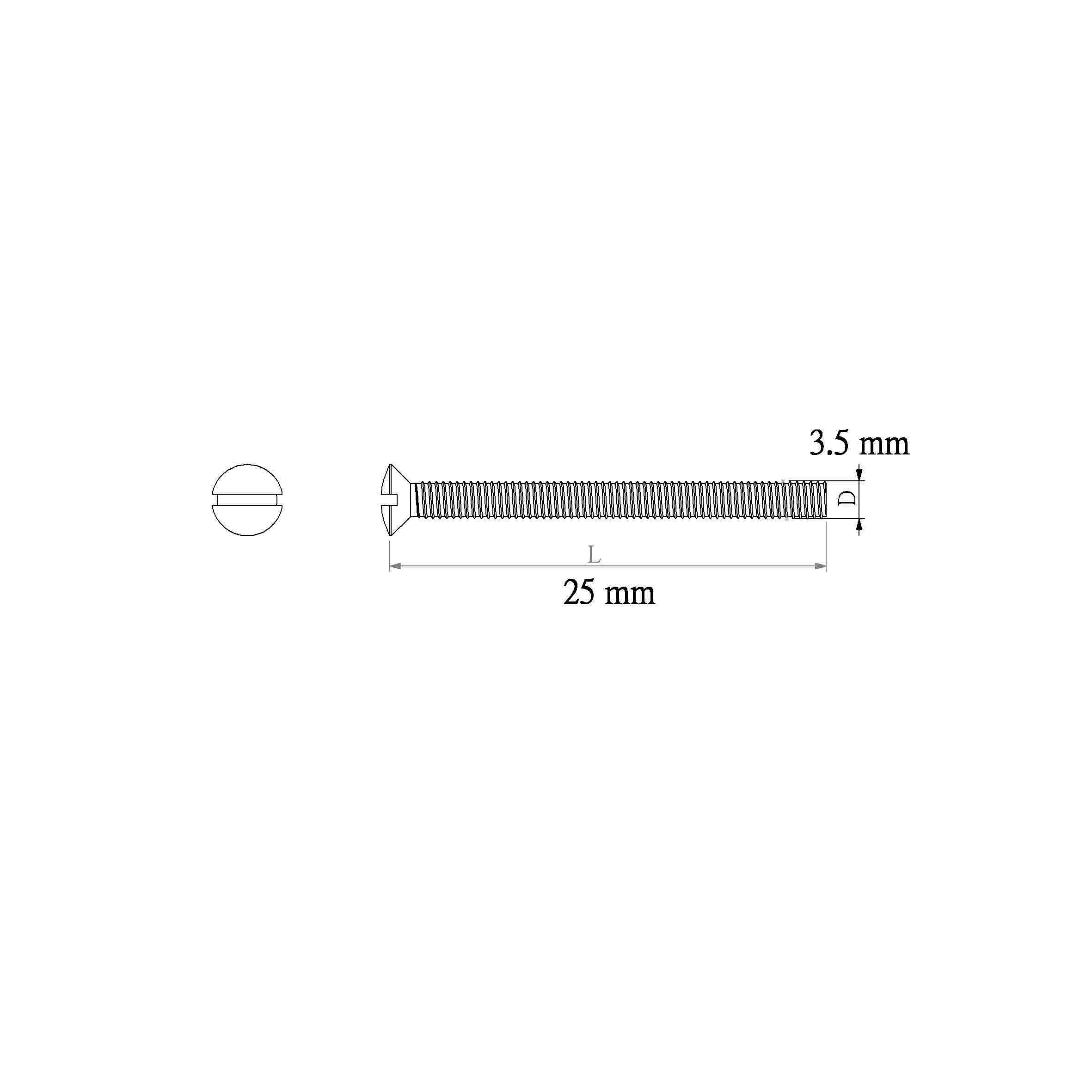 Diall Raised-countersunk Zinc-plated Carbon steel Switch box screw (Dia)3.5mm (L)25mm, Pack of 4