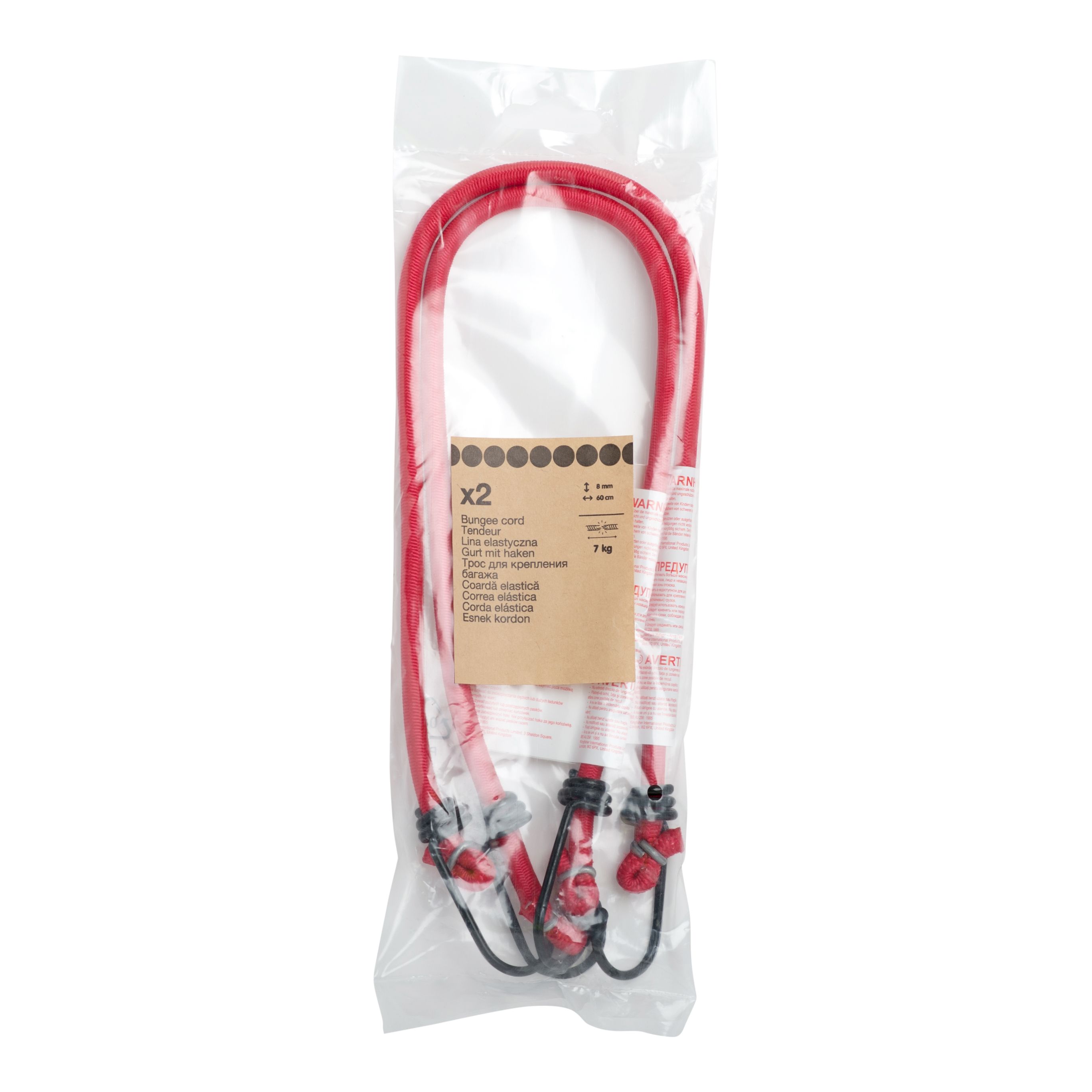Diall Red Bungee cord with hooks (Dia)8mm (L)0.6m, Pack of 2