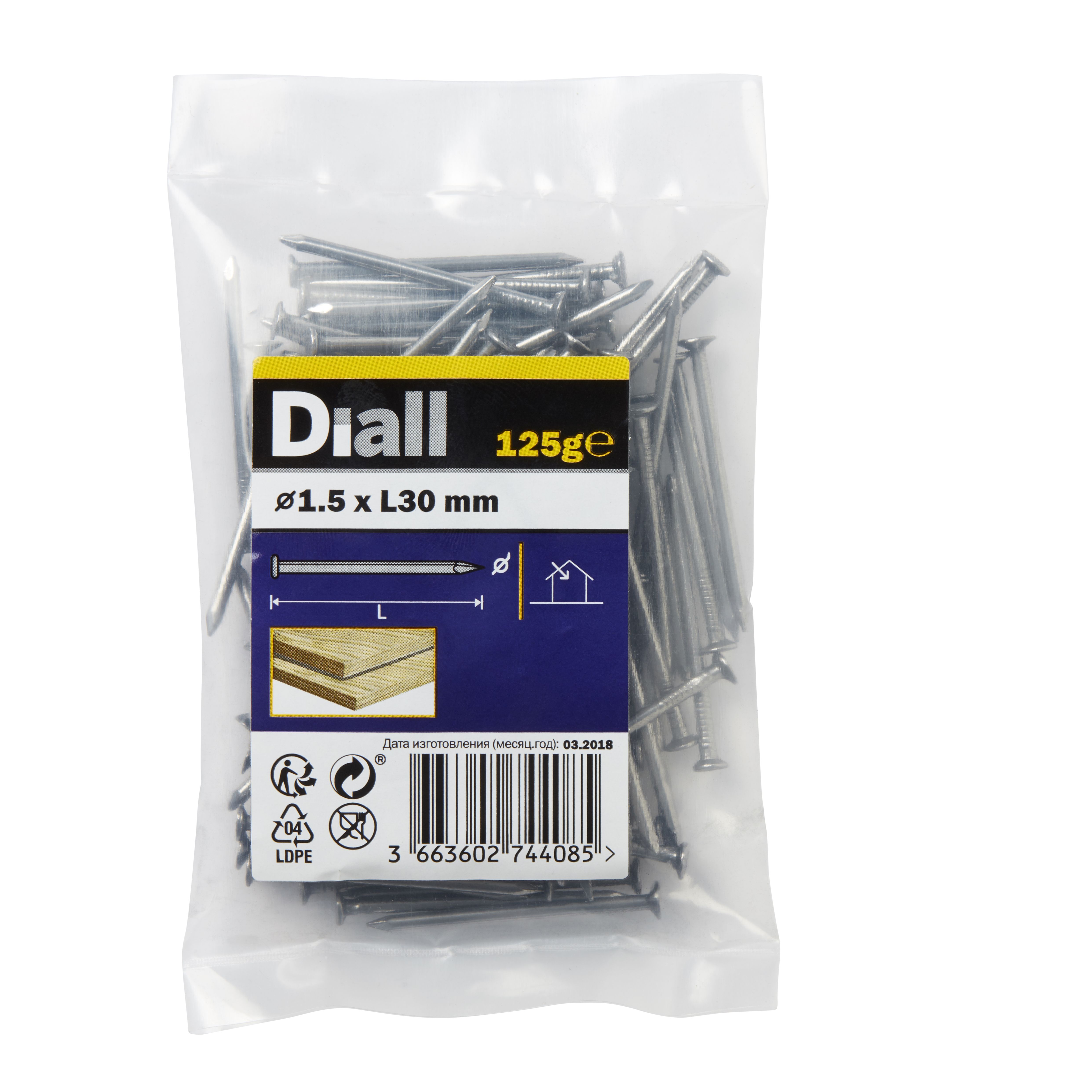 Diall Round wire nail (L)30mm (Dia)1.5mm 125g