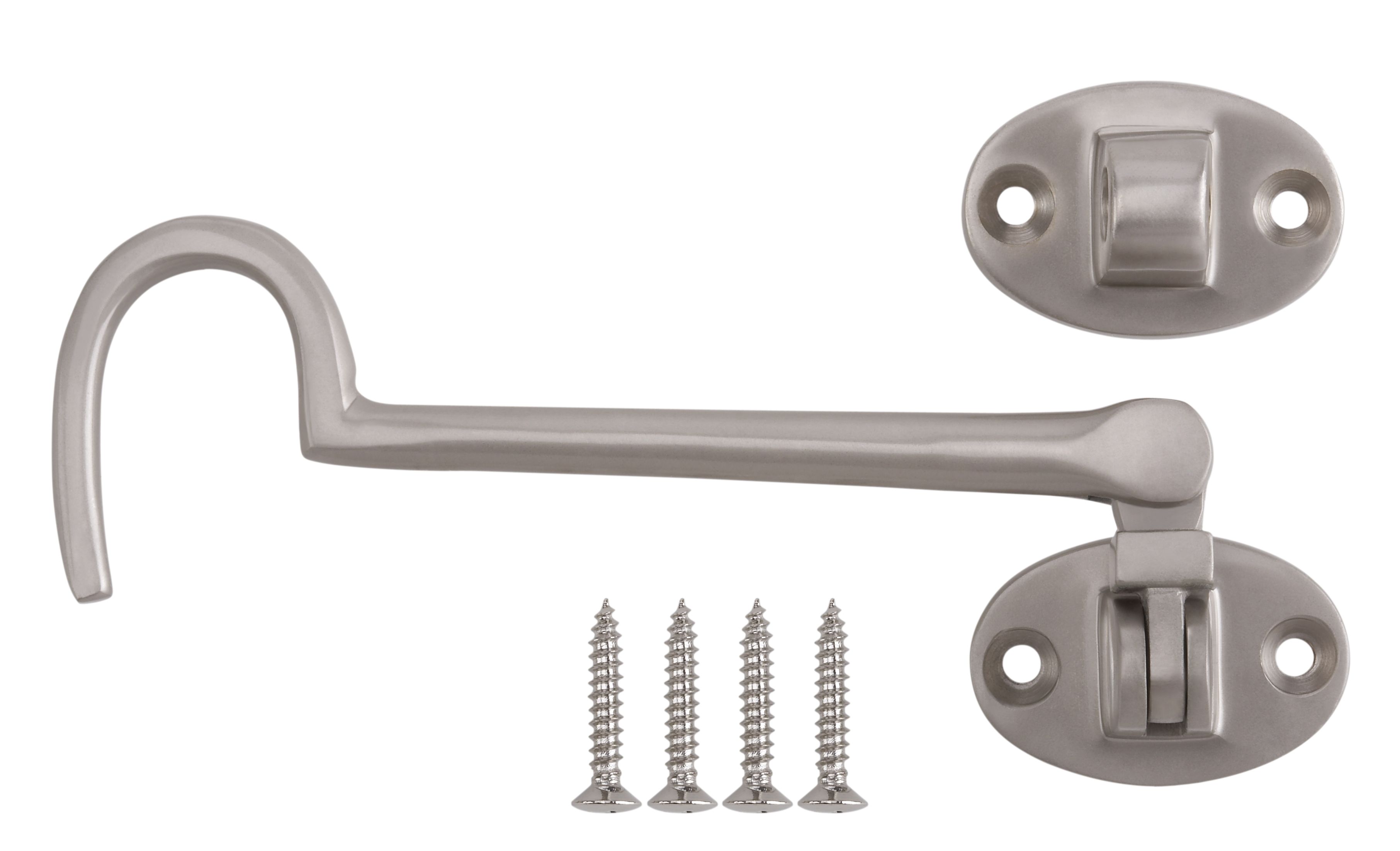Diall Satin Nickel-plated Galvanised Brass Cabin hook, (L)130mm