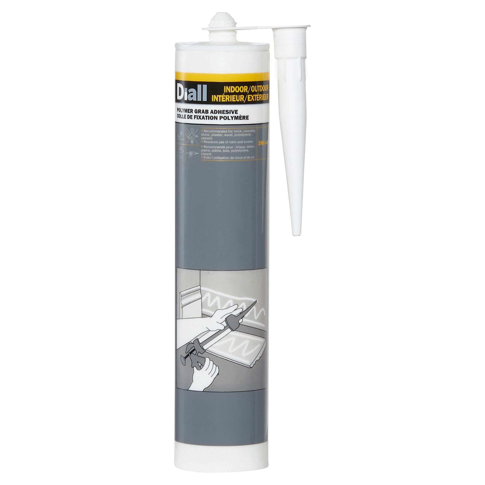 Diall Solventfree White Grab adhesive 290ml DIY at B&Q
