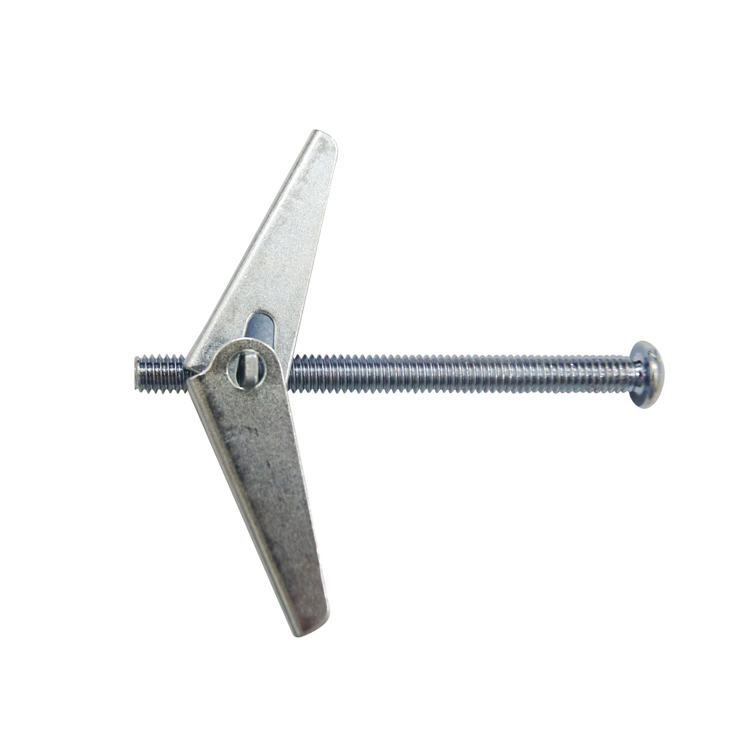 Plasterboard Spring Toggle Fixings With Screws Hollow Cavity Anchors Eye  Hook - Size M4 x 50mm - Pack of 1