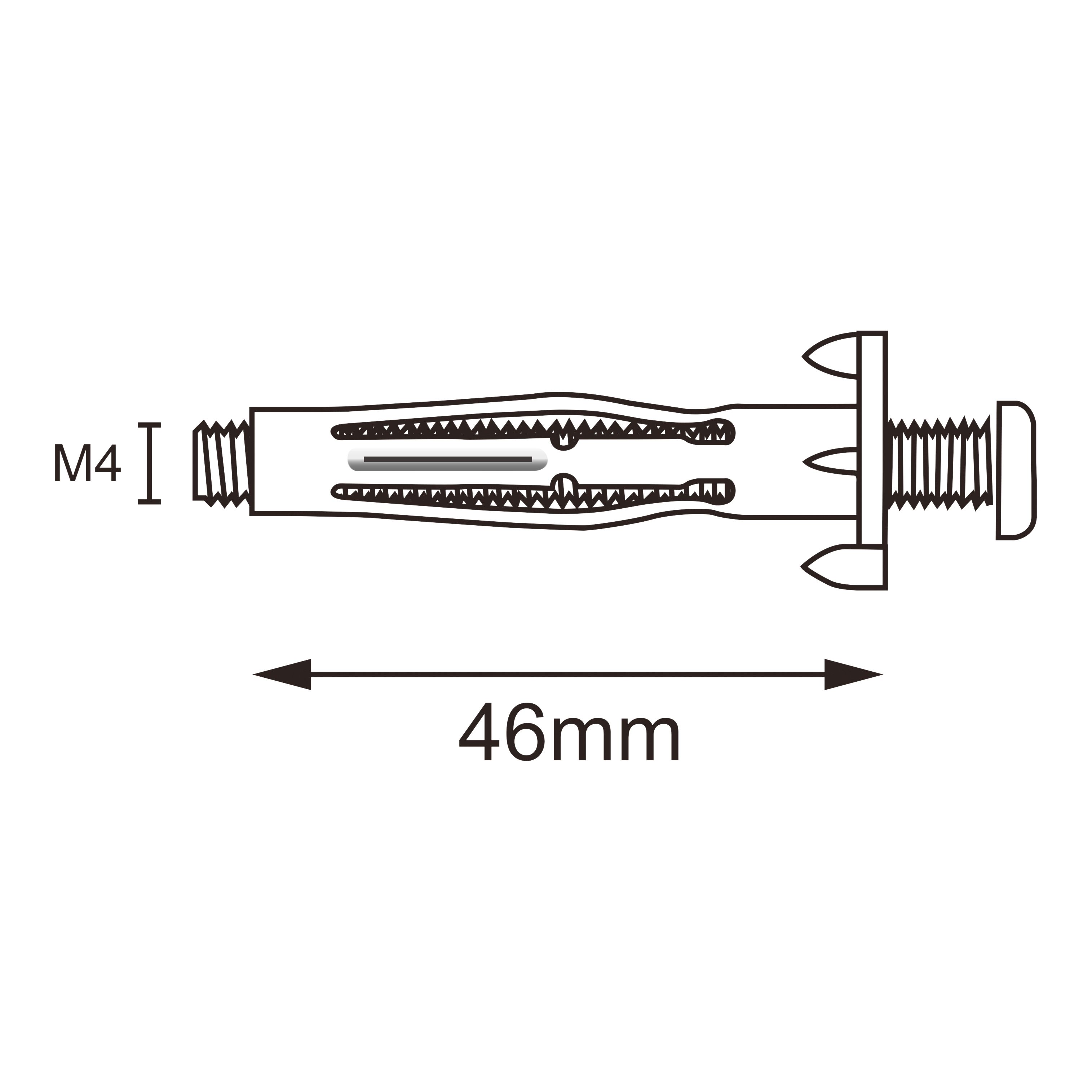 Diall Steel Button Hollow wall anchor M4 (L)46mm, Pack of 10