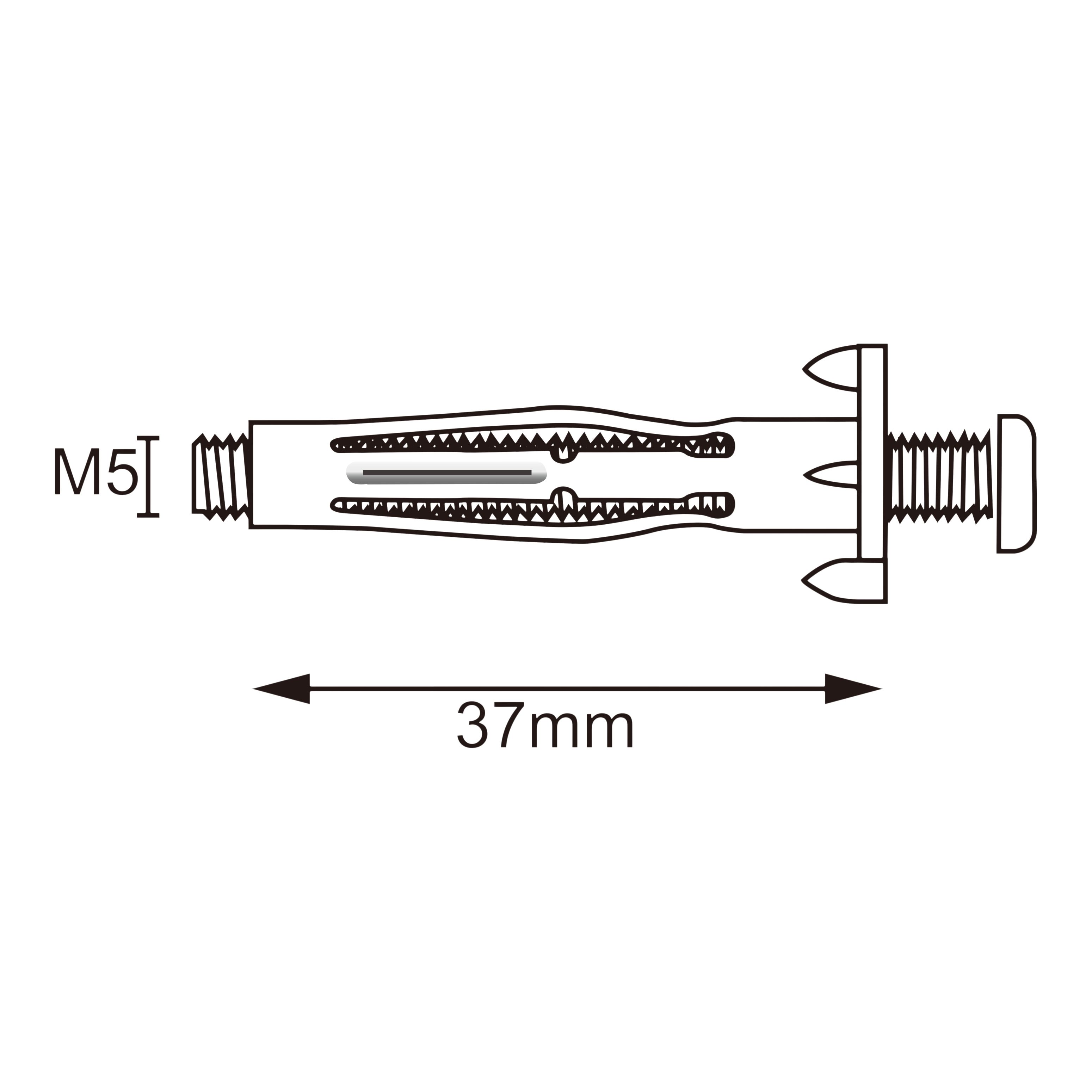 Diall Steel Button Hollow wall anchor M5 (L)37mm, Pack of 10