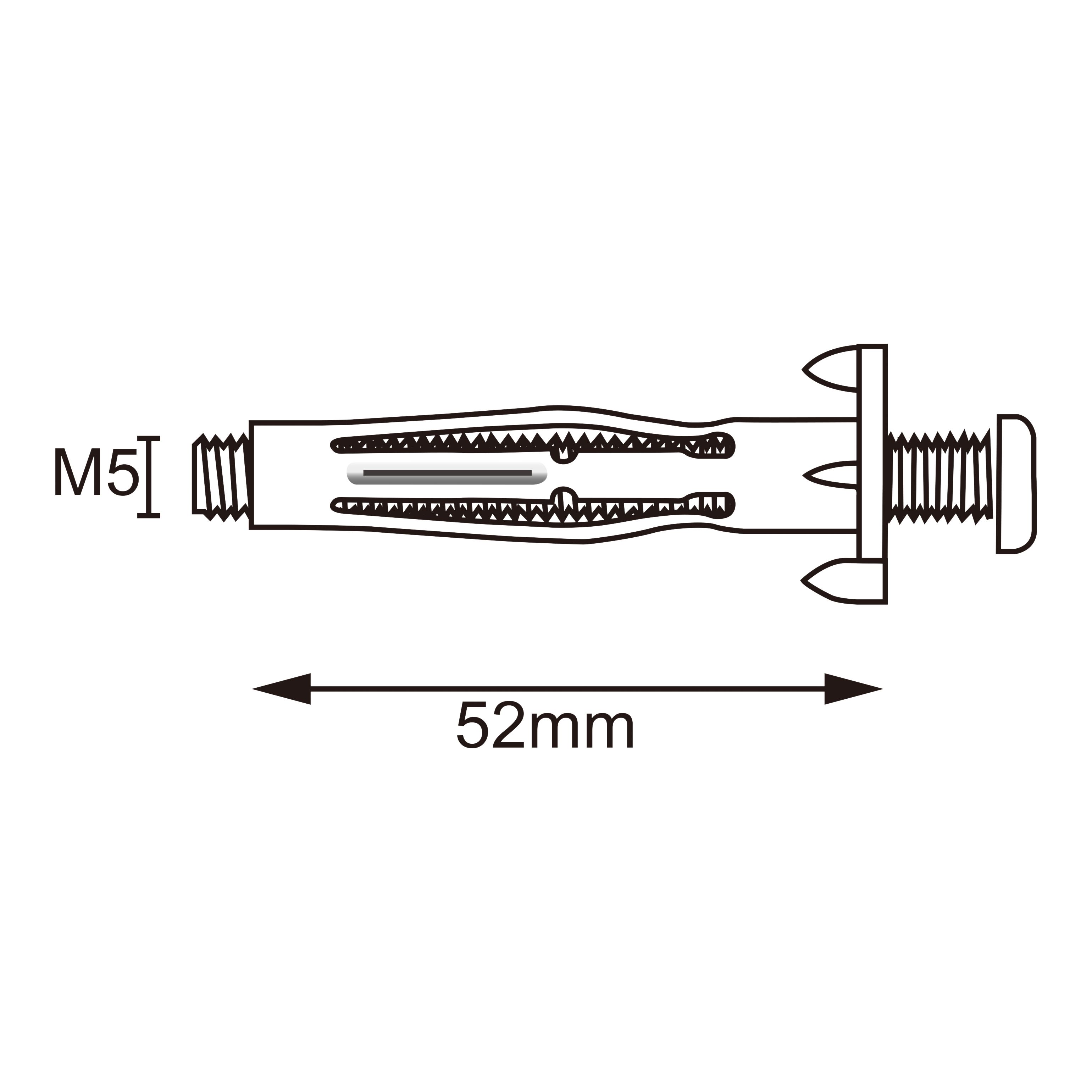 Diall Steel Button Hollow wall anchor M5 (L)52mm, Pack of 50