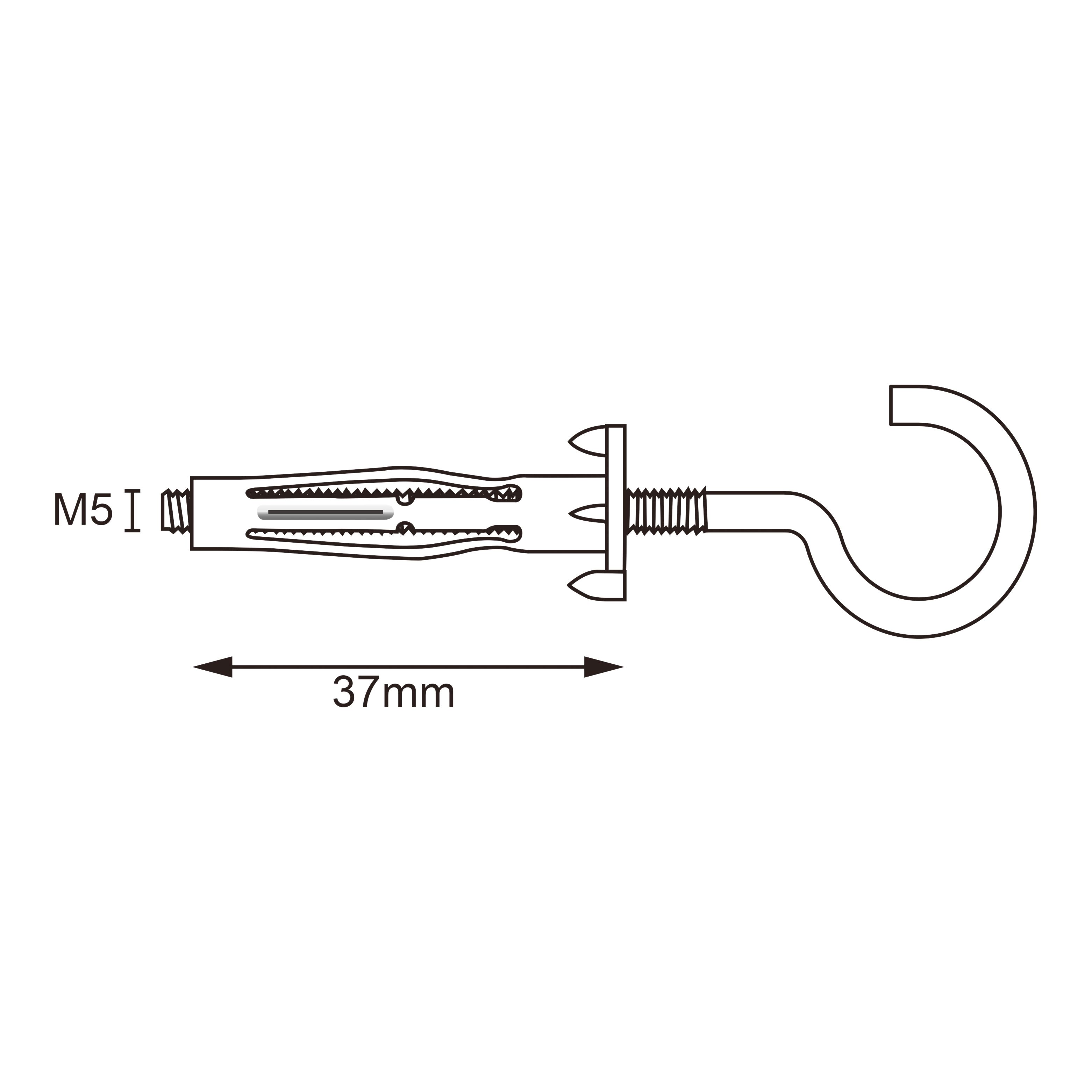 Diall Steel C-hook Hollow wall anchor M5 (L)37mm, Pack of 2