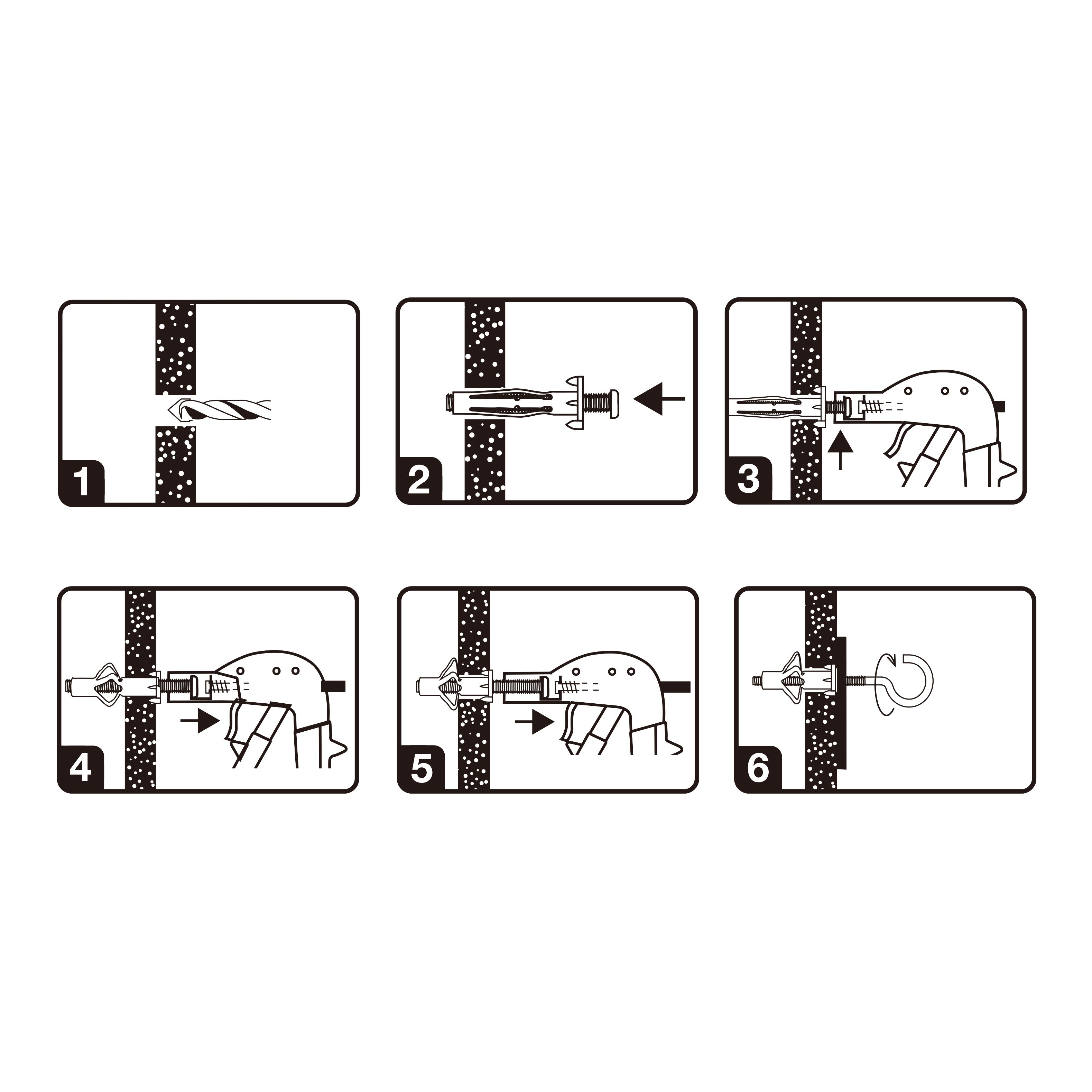 Diall Steel C-hook Hollow wall anchor M5 (L)37mm, Pack of 2