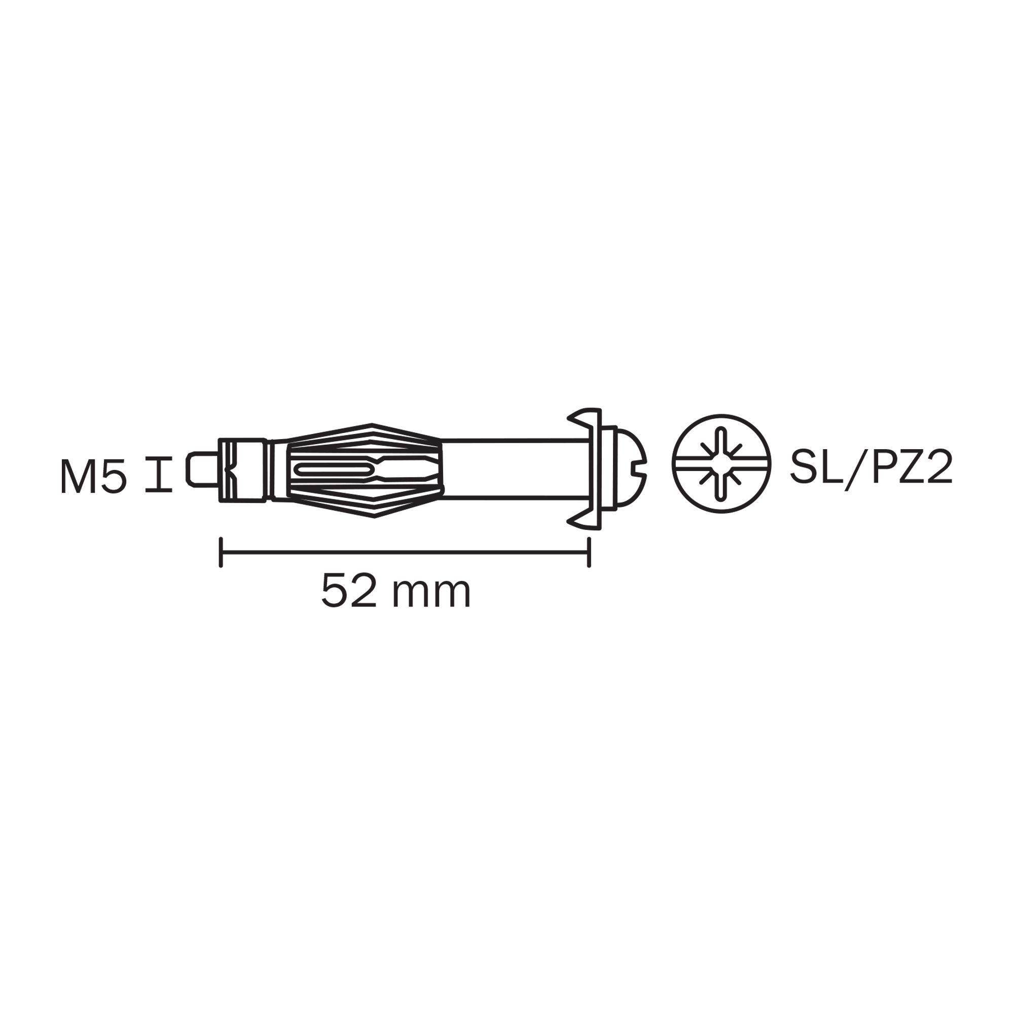 Diall Steel Hollow wall anchor M5 (L)52mm, Pack of 100