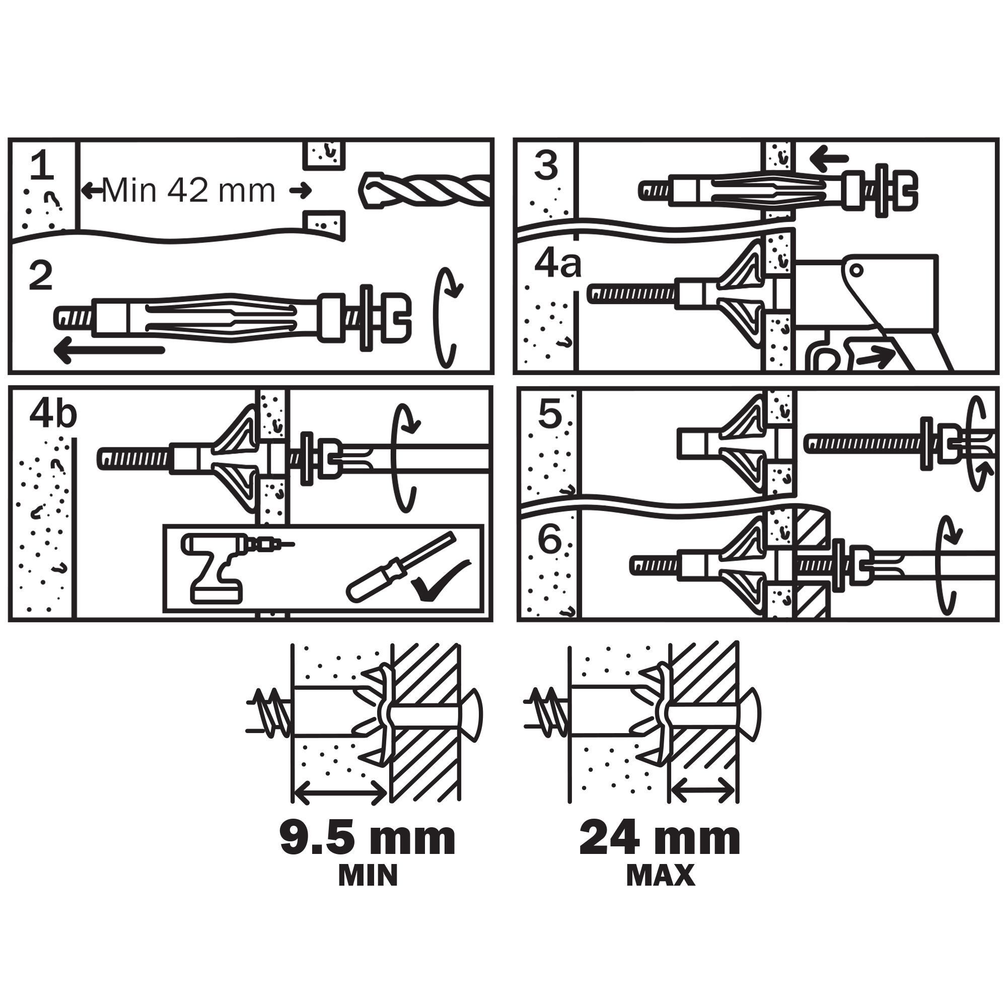 Diall Steel Hollow wall anchor M5 (L)52mm, Pack of 100