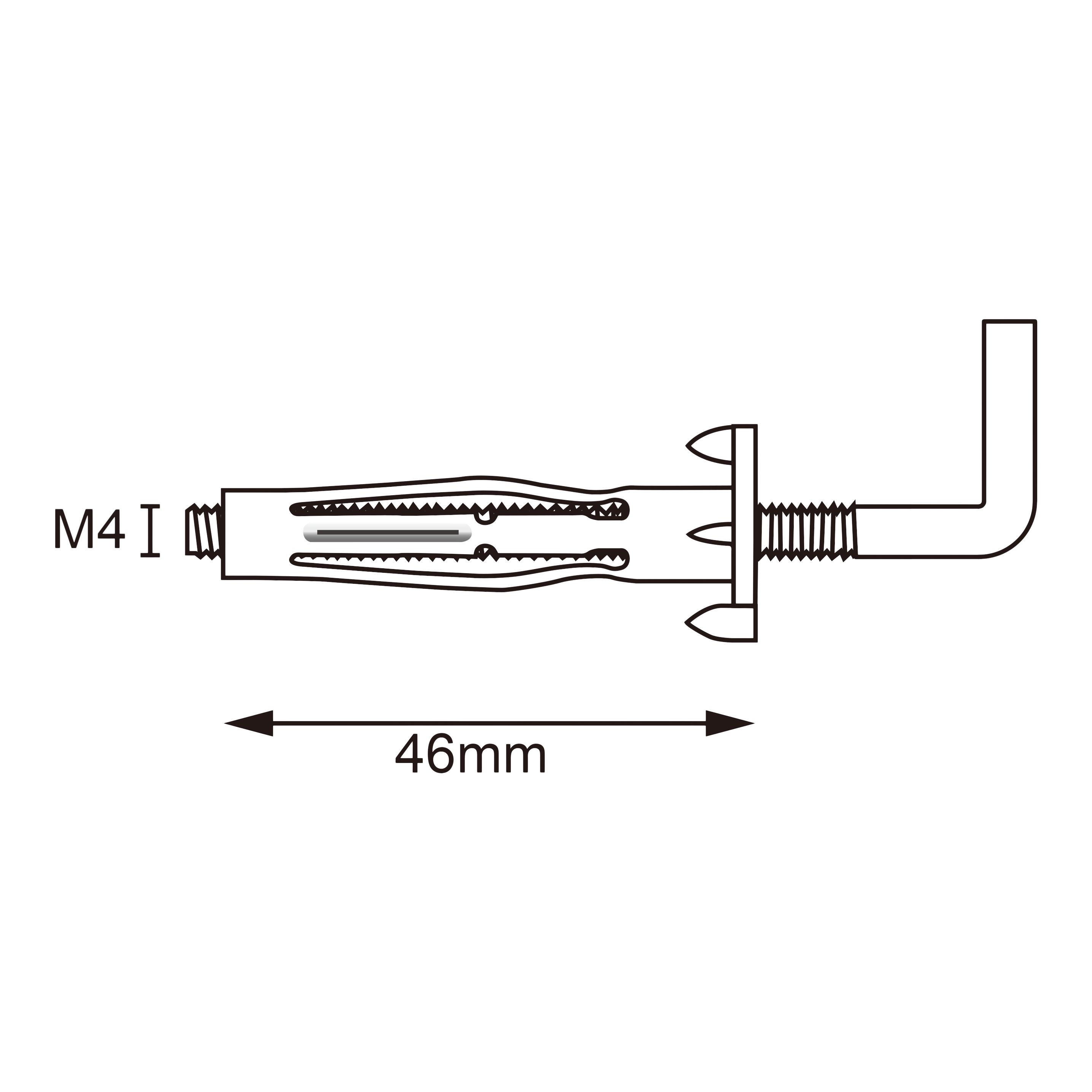 Diall Steel L-hook Hollow wall anchor M4 (L)46mm, Pack of 2
