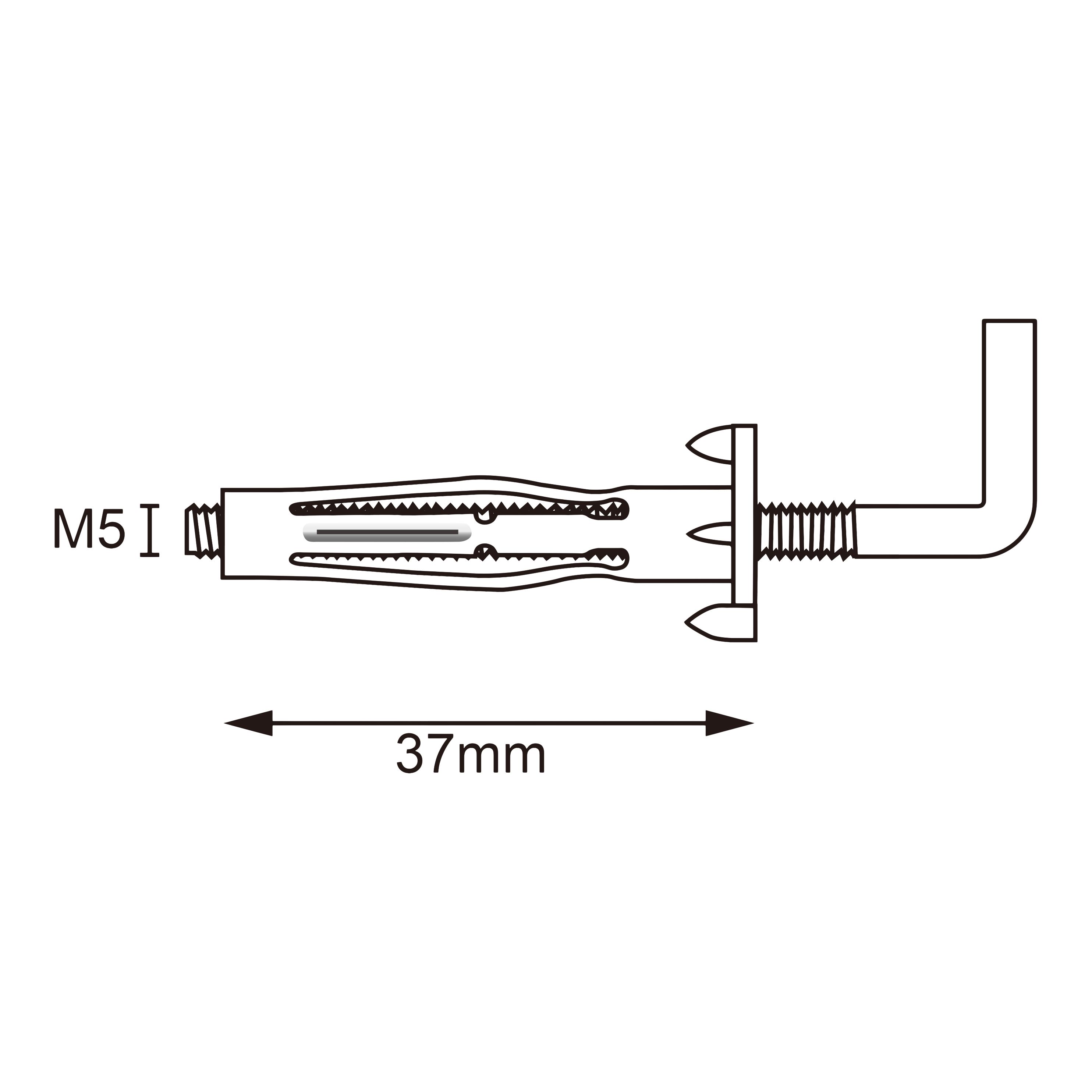 Diall Steel L-hook Hollow wall anchor M5 (L)37mm, Pack of 2