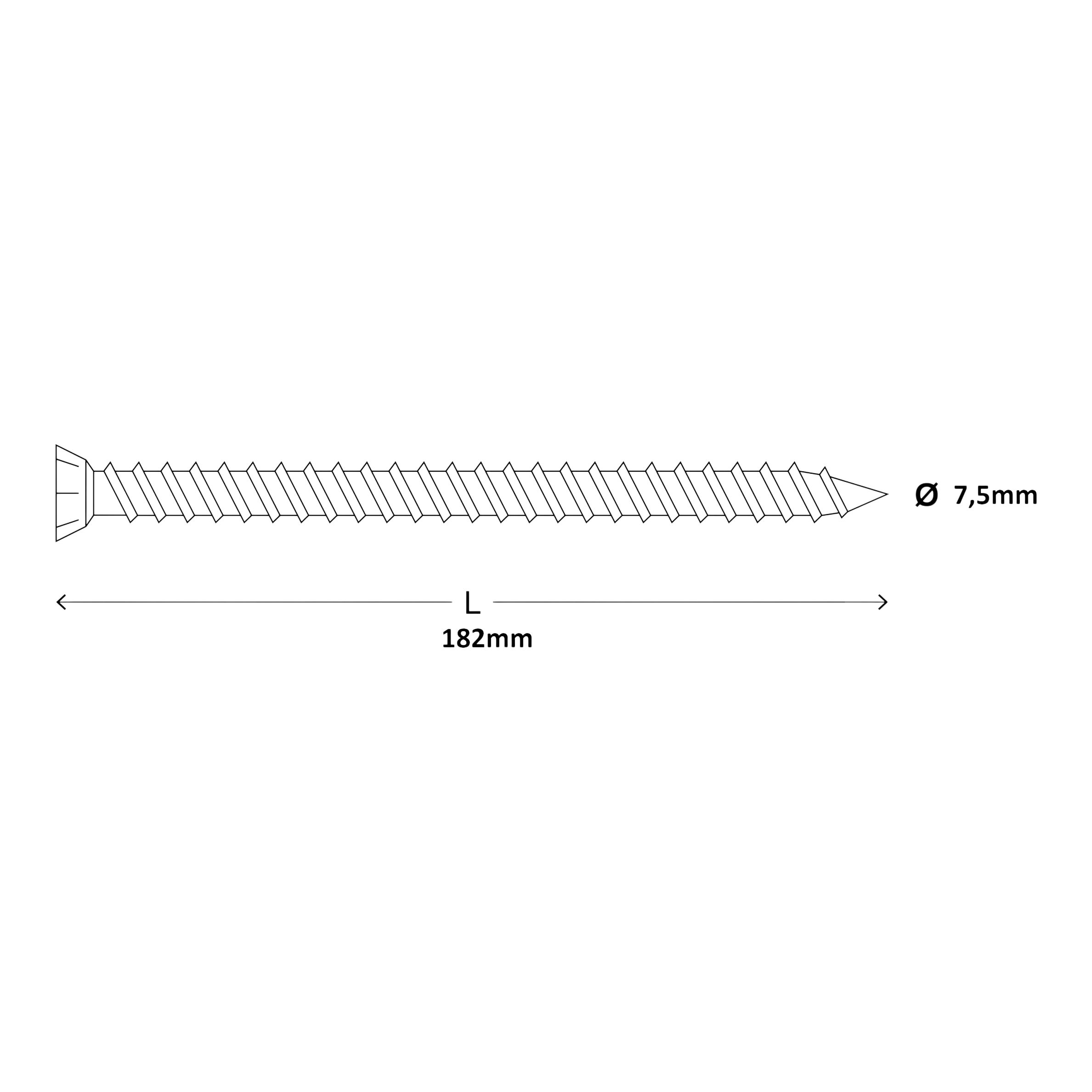 Diall T30 Pan head Steel Concrete screw (Dia)7.5mm (L)182mm, Pack of 20