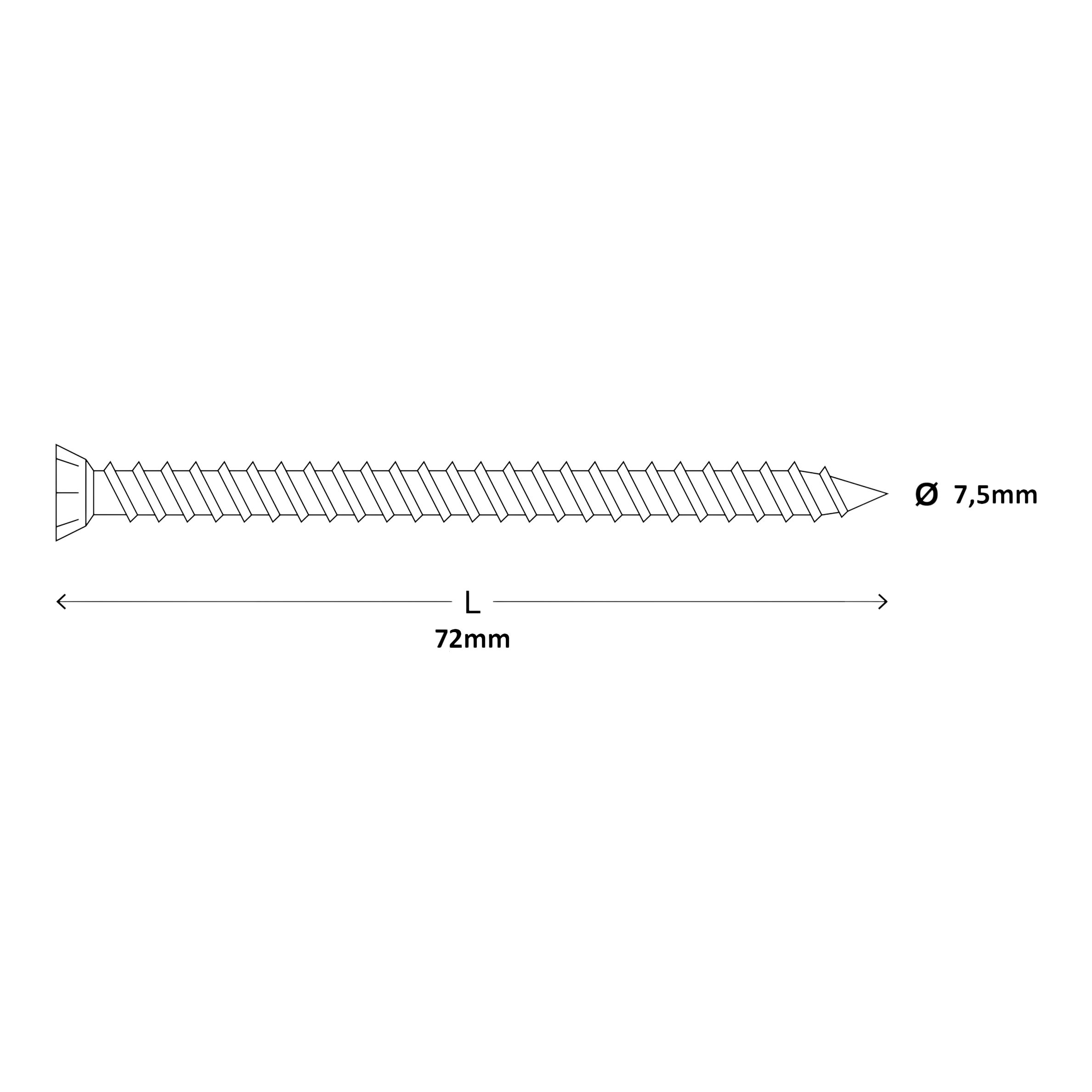 Diall T30 Pan head Steel Concrete screw (Dia)7.5mm (L)72mm, Pack of 20