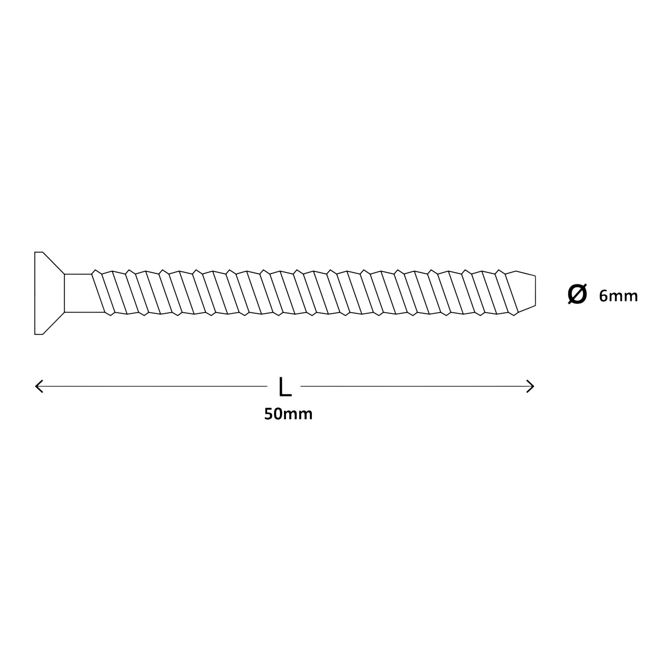 Diall T40 Pan head Steel Concrete screw (Dia)6mm (L)50mm, Pack of 10