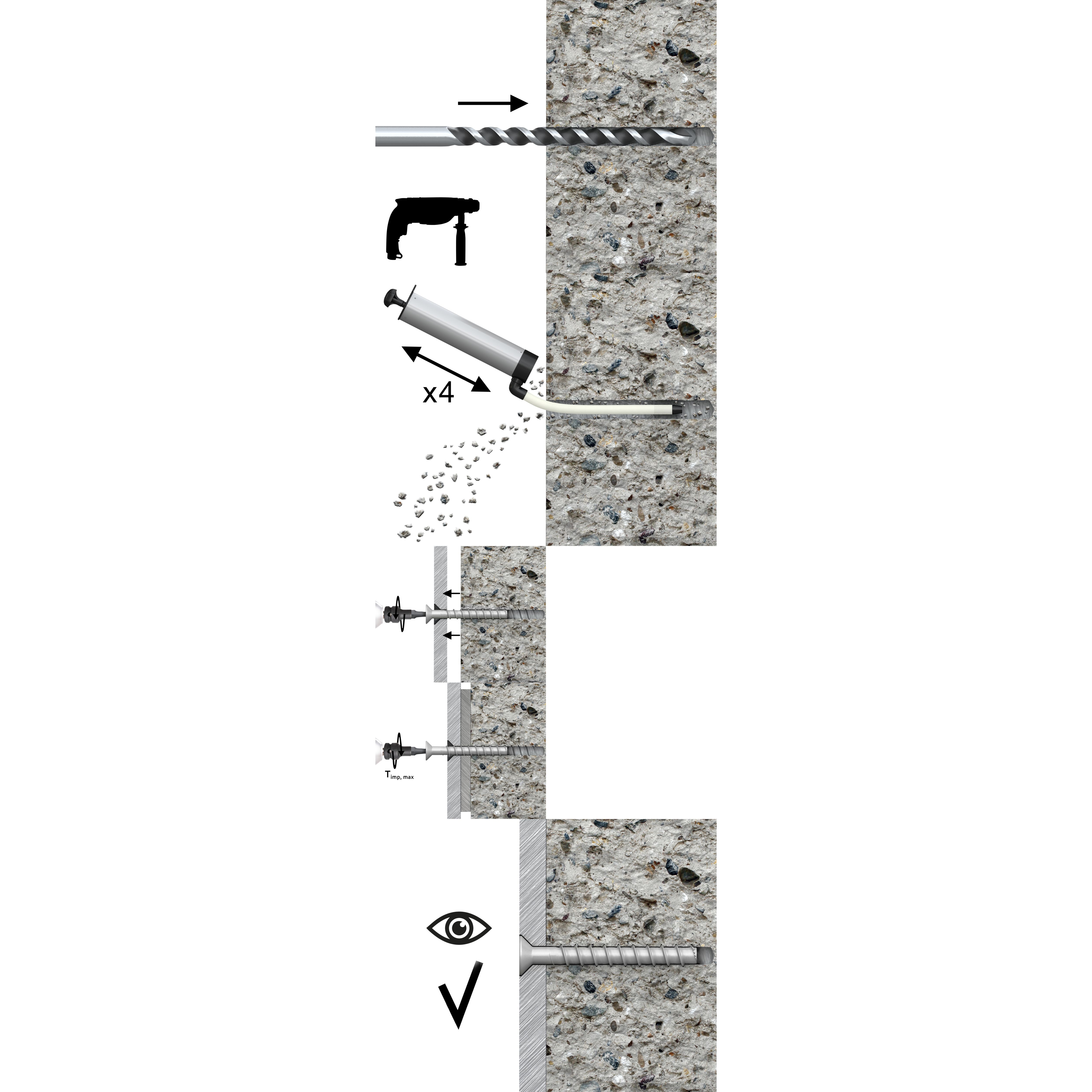 Diall T40 Pan head Steel Concrete screw (Dia)6mm (L)50mm, Pack of 10