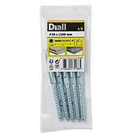 Diall Torx Yellow-passivated Carbon steel Dowel screw (Dia)10mm (L)100mm, Pack of 5