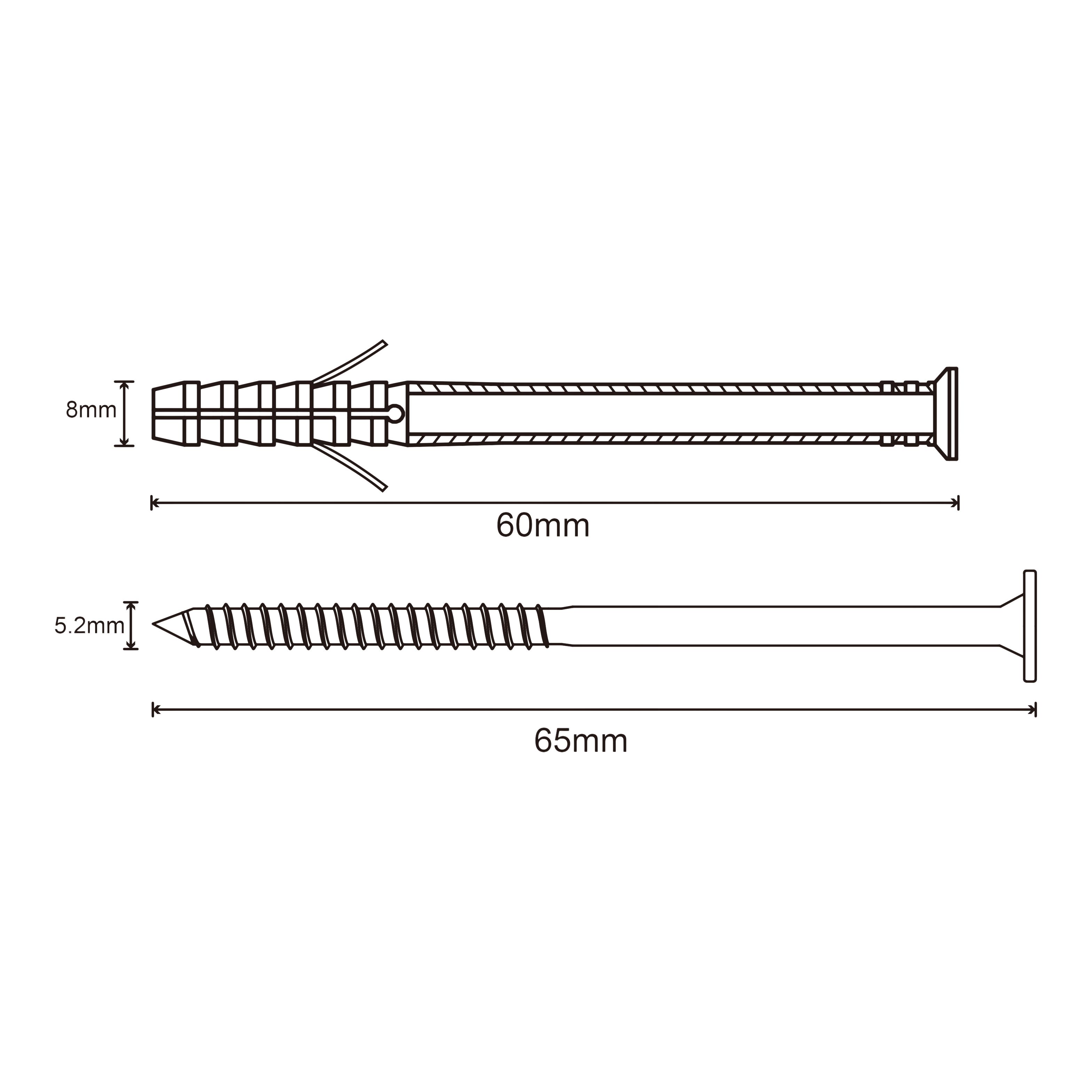Diall TX Countersunk Frame fixing (Dia)8mm (L)60mm, Pack of 6